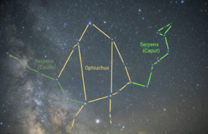 Serpens in night sky